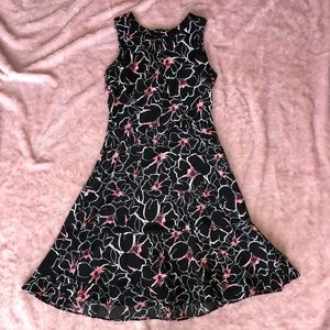 WHBM black pink floral dress